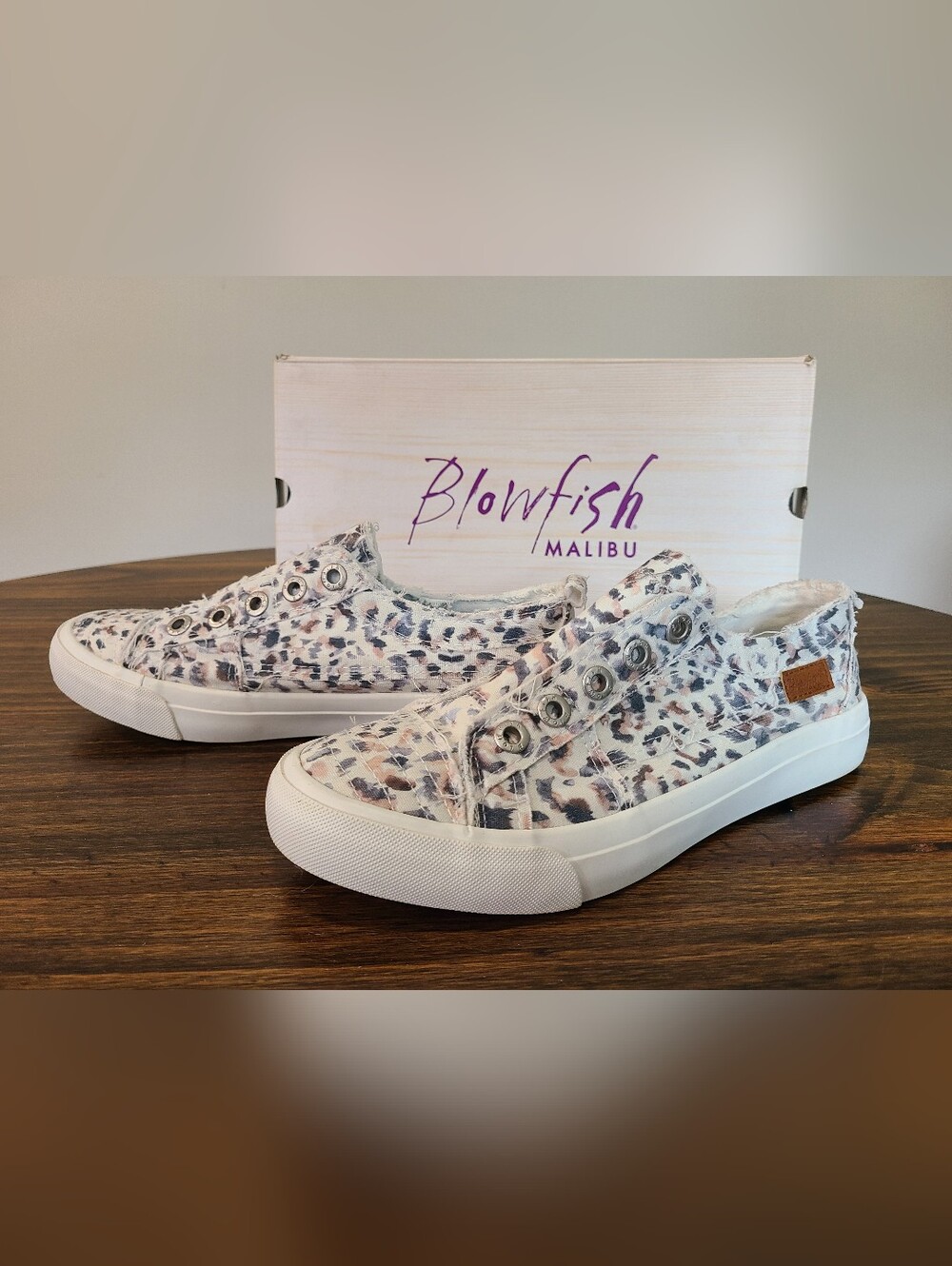 Blowfish - Leopard Print Slip-On Sneakers - White/Pink/Gray